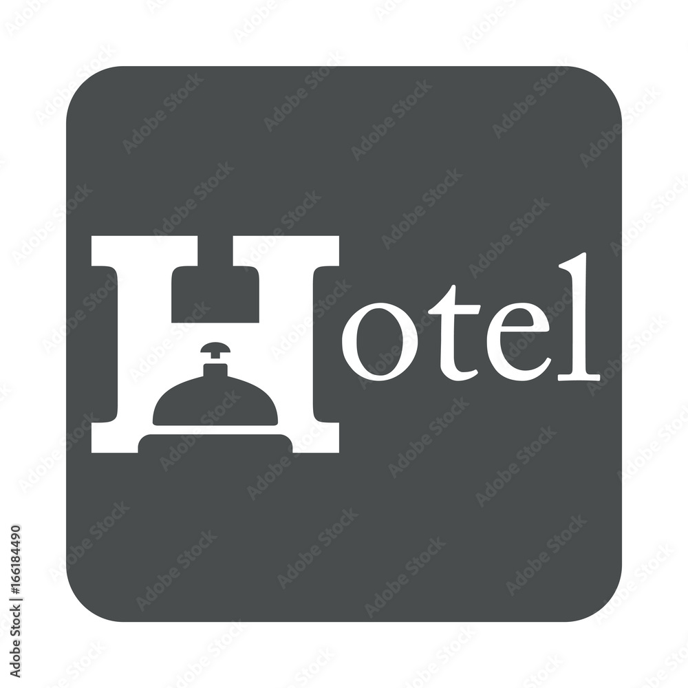 Icono plano Hotel con timbre en cuadrado gris Icono plano Hotel con timbre en cuadrado gris