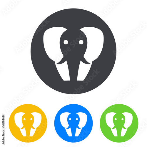 Icono plano elefante en circulo varios colores