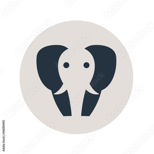 Icono plano elefante en circulo gris