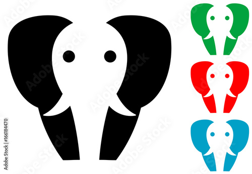 Icono plano elefante varios colores