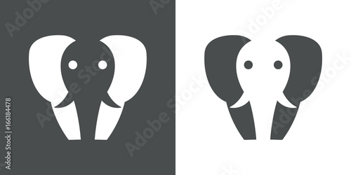 Icono plano elefante gris y blanco