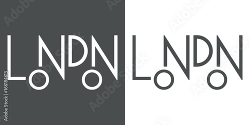 Logotipo LONDON como autobus gris y blanco