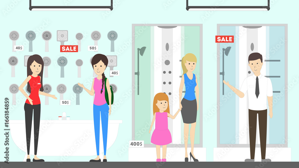 Plumber store illustration. Plumber store illustration.