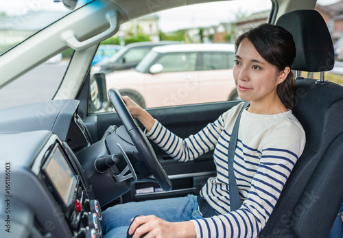 Woman driving car