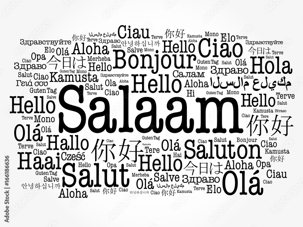 Obraz premium SALAAM (Hello Greeting in Persian,Farsi) word cloud in different languages of the world, background concept