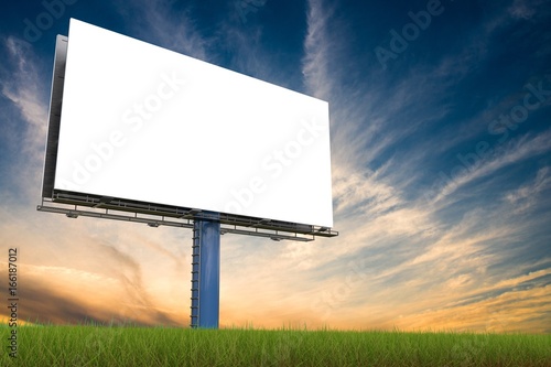 Large billboard against sky at sunset. 3D rendered illustration.