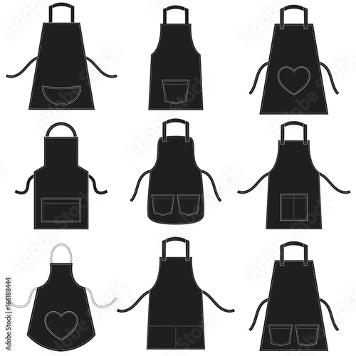 Tela black apron set isolated on white