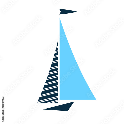 Boat with sails vector icon isolated. Logo for yacht club, for ship modeling sport