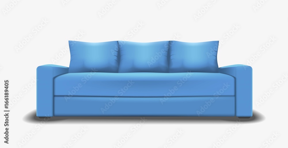 Fototapeta premium Blue sofa single object realistic design