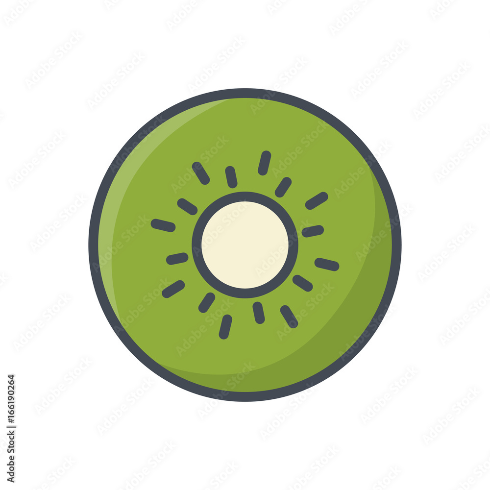 Fototapeta premium Food fruit kiwi slice colored icon