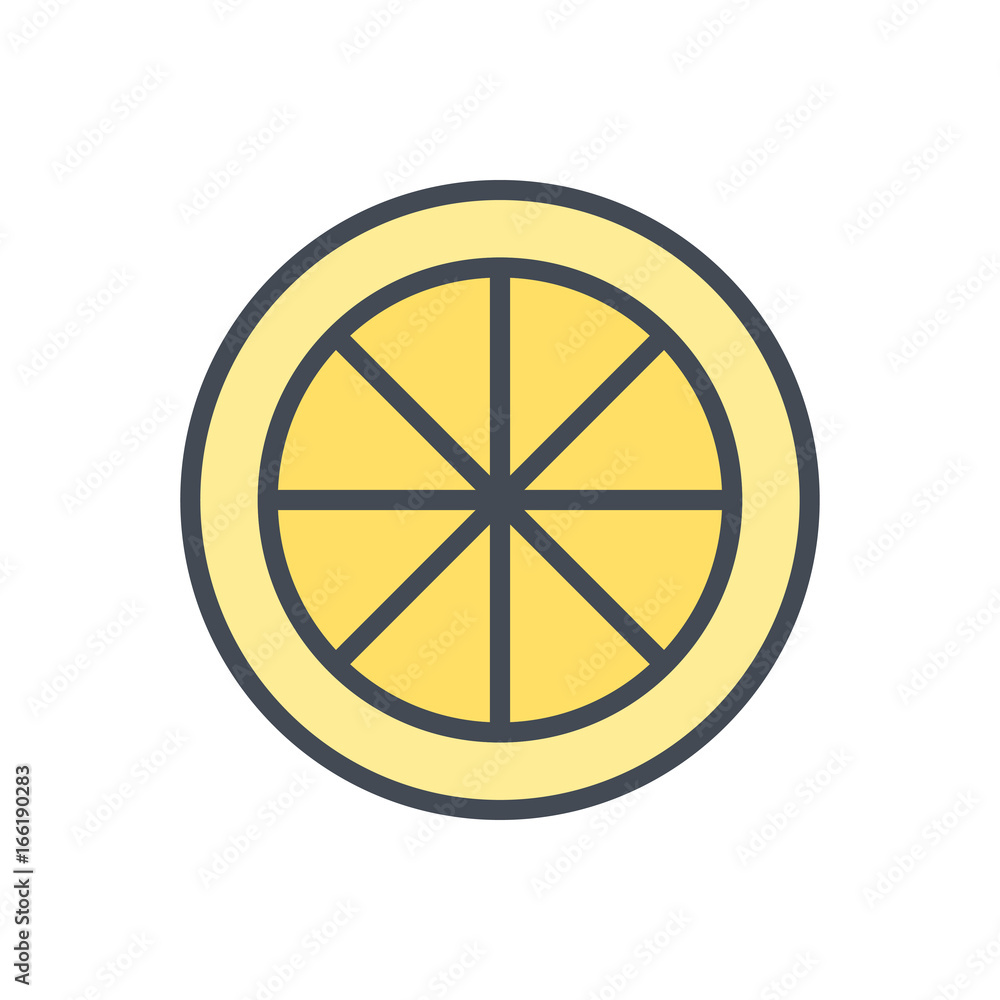 Fruits food Lemon slice colored icon Fruits food Lemon slice colored icon