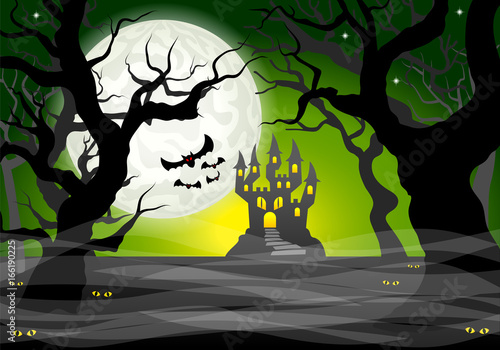 Dunkler Geister Wald im Vollmond