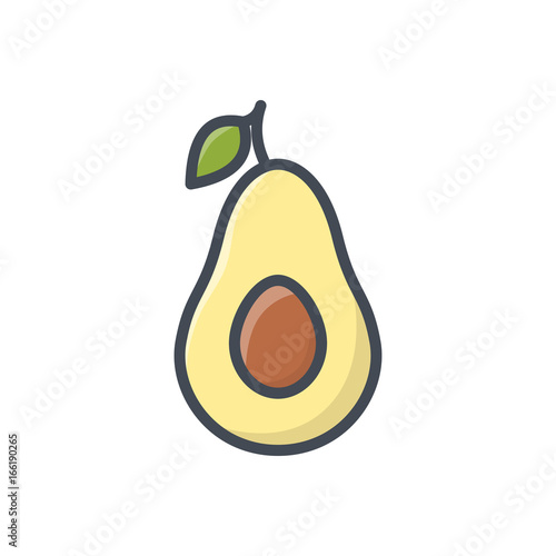 Fruits food avocado slice colored icon