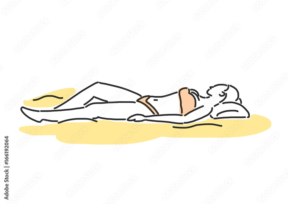 People on the beach. sunbathing. Summer Time. hand drawn. line drawing. vector illustration. People on the beach. sunbathing. Summer Time. hand drawn. line drawing. vector illustration.