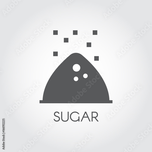 Black icon of sugar bunch. Label drawing in flat style for culinary theme. Vector illustration
