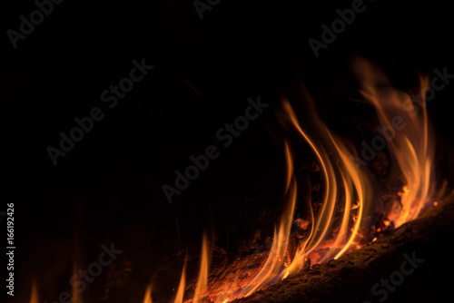 Background of orange and red sparks from a campfire at night