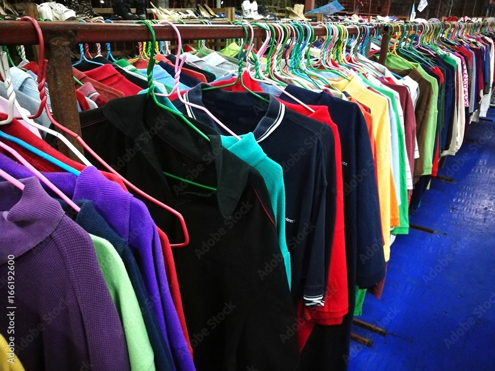 Obraz premium The Secondhand clothes in the market