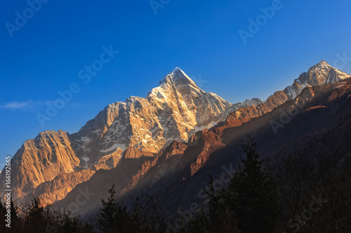 Landscape View snow of Mountain in Siguniang National Park, Sichuan, China