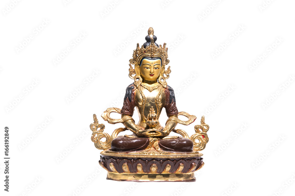 Fototapeta premium Statue of Green Tara on a white background