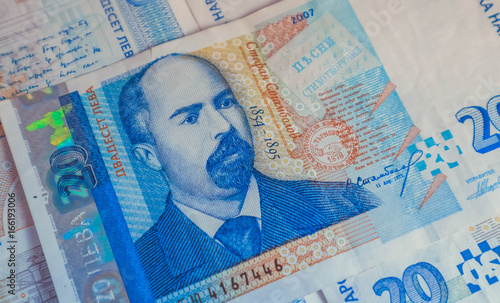 Photo depicts the Bulgarian currency banknote, 20 leva, BGN, close up. Depicts a portraiture of Stefan Stambolov, politician, journalist and revolutionist. photo