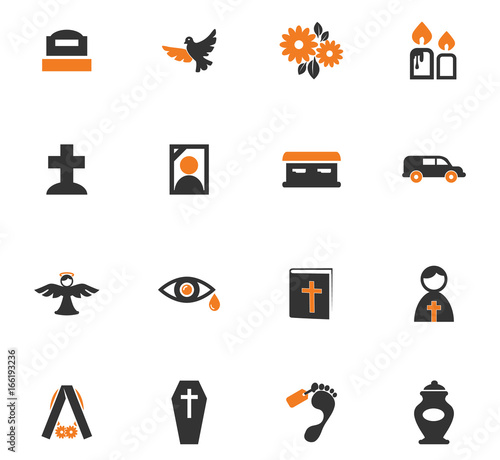 Funeral service icons set