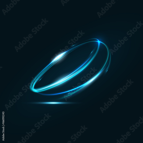 Technology digital background. Glowing sci-fi interface HUD element with distorted lines, swirls, bright sparkles. Vector illustration