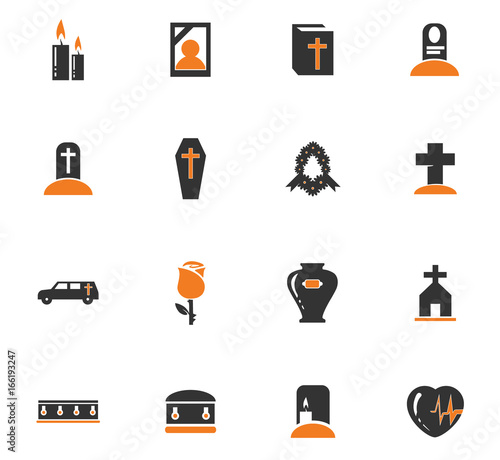 Funeral service icons set