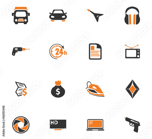 Pawnshop icons set