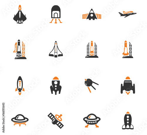 Space platform icons set photo