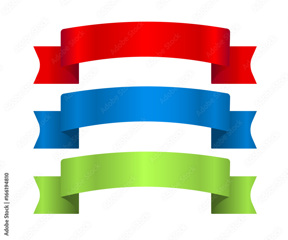 Vector ribbons scroll banner set green, blue and yellow Vector ribbons scroll banner set green, blue and yellow