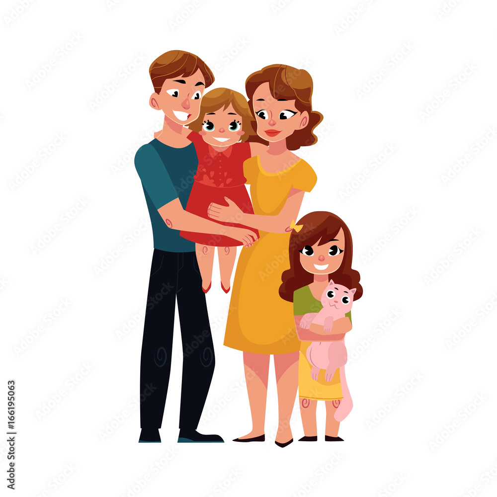 family cartoon of 4