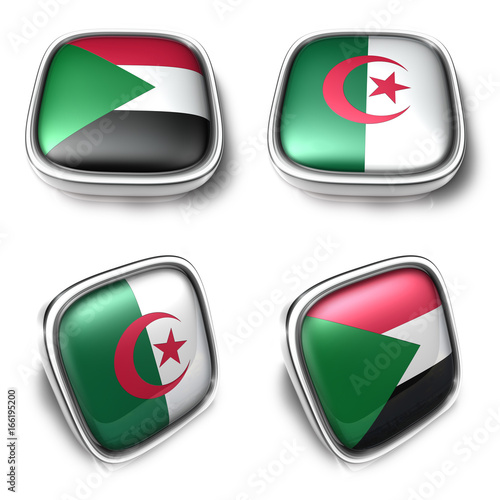 Free Download Sudan and Algeria 3d metalic square flag Button Icon Design Series. 3D World Flag Button Icon Design Series. - GFXLoad