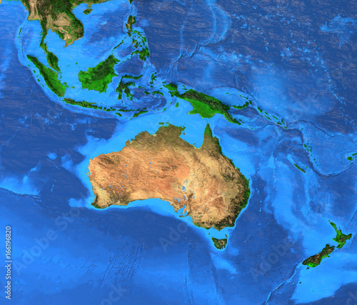Картината върху платно Australasia Oceania - High resolution map