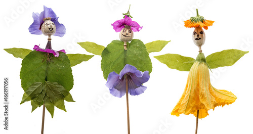 dolls from poppy heads and flowers - art from nature photo
