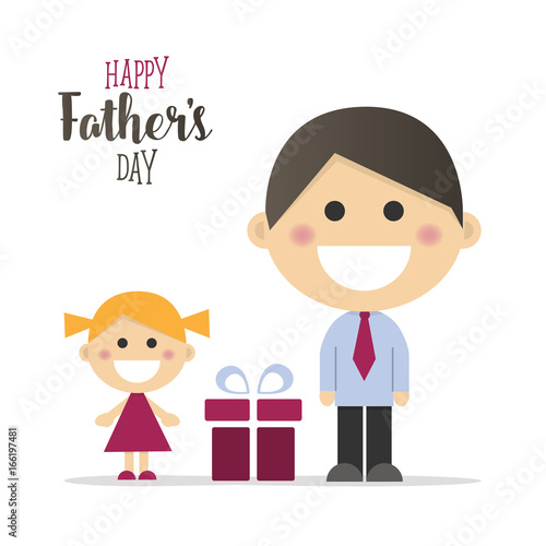 Happy fathers day card with a gift