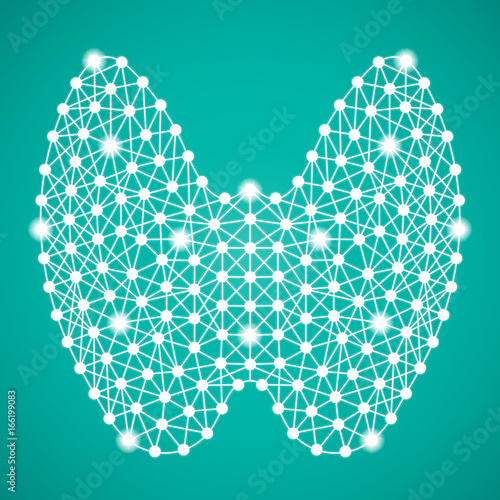 Human Thyroid Isolated On A Green Background. Vector Illustration.Endocrinology. Creative Medical Concept