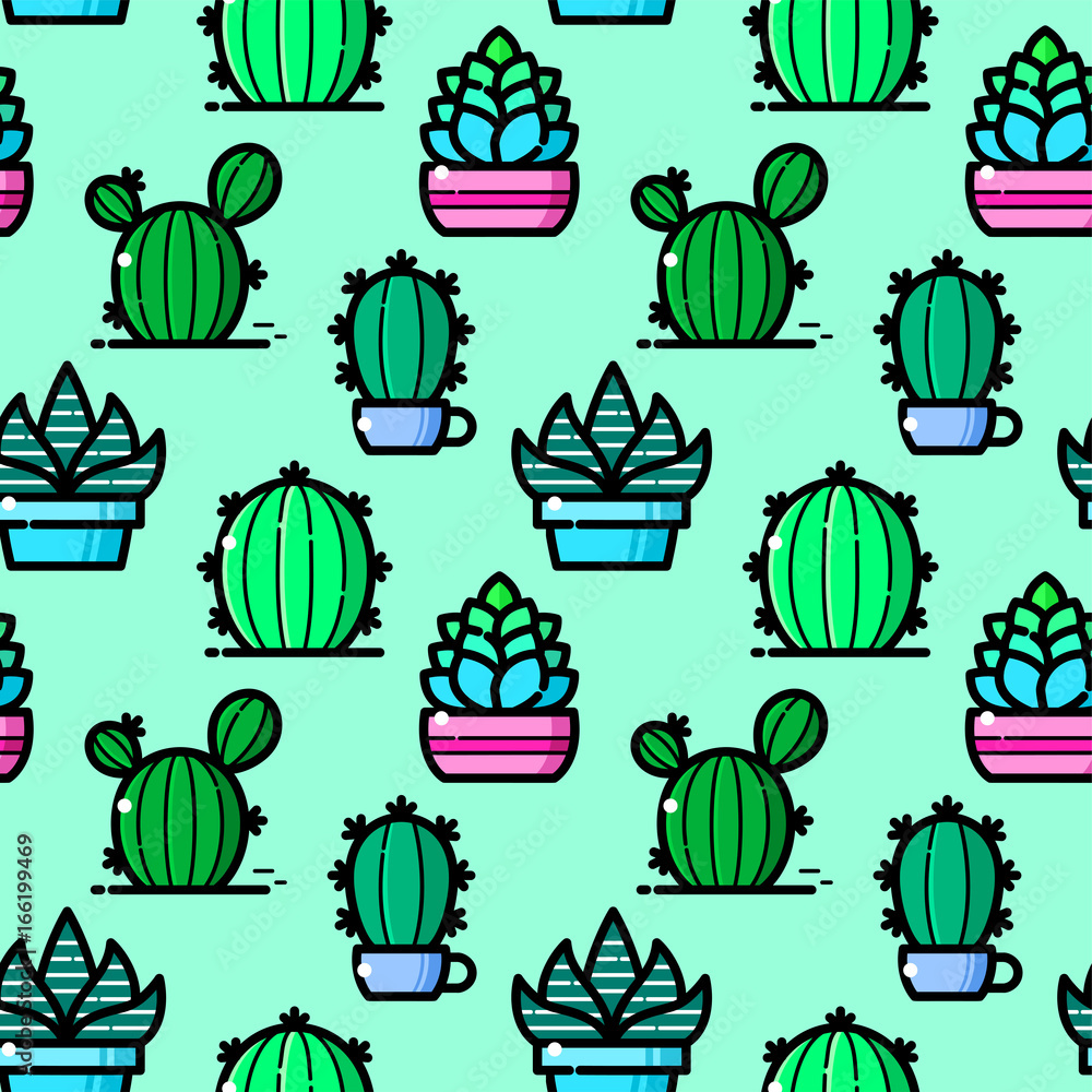 Succulent seamless pattern, vector illustration Succulent seamless pattern, vector illustration
