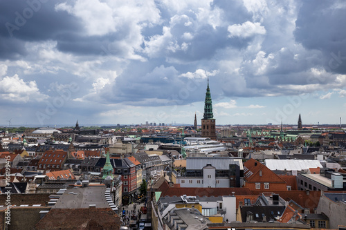 Panorama aerial view of Copenhagen, Denmark, Europe