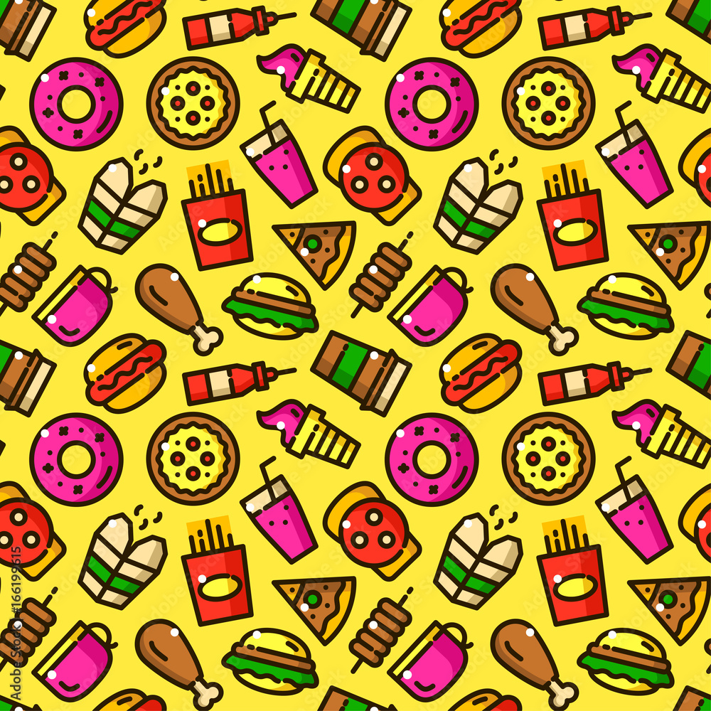 Fast food seamless pattern vector illustration Fast food seamless pattern vector illustration