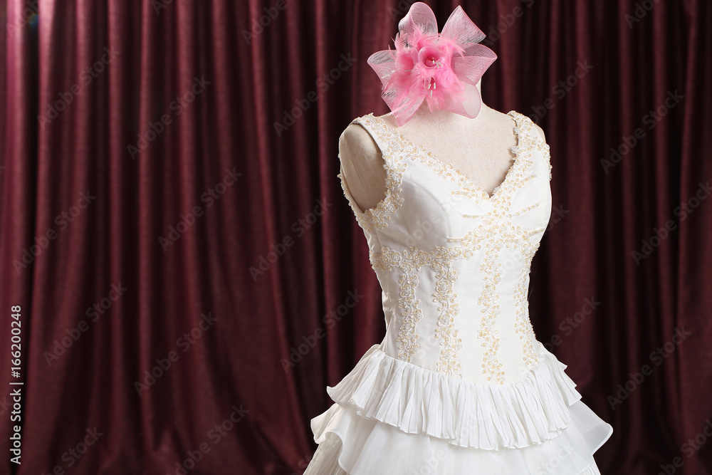 Wedding dress , bridal gown on puppet Wedding dress , bridal gown on puppet