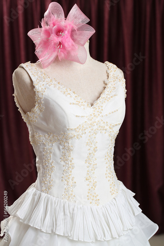 Wedding dress , bridal gown on puppet