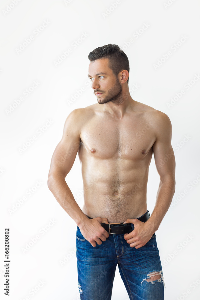 Fototapeta premium Portrait of a sexy muscular shirtless man