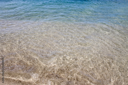 Crystal clear water and white sand of Waikiki Beach