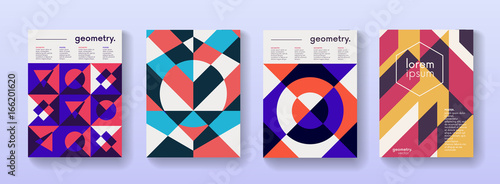 Set of geometric poster cards with retro pattern. Applicable for Placards, Covers, Flyers, Booklets, Brochures, Banners.