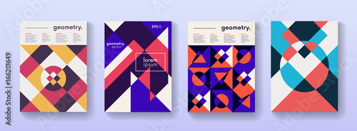 Set of geometric poster cards with retro pattern. Applicable for Placards, Covers, Flyers, Booklets, Brochures, Banners.