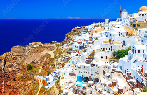 View of Oia most beautiful village of Santorini island in Greece