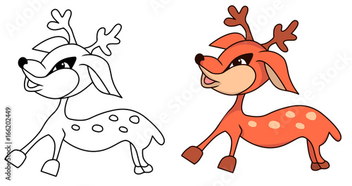 Deer  vector cartoon colored illustration sketch animal bambi spotted