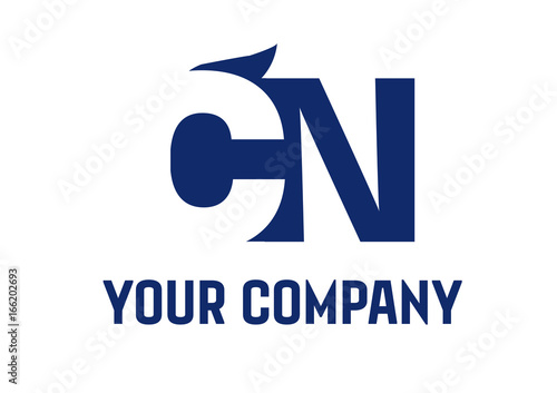 CN Negative Space Square Swoosh Letter Logo