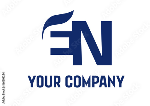 EN Negative Space Square Swoosh Letter Logo