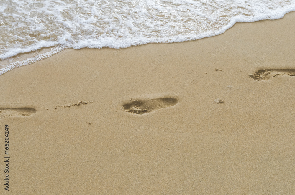 Copy space of footprint on sand beach texture background. Copy space of footprint on sand beach texture background.